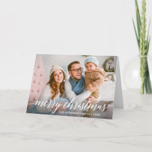 Moderne Elegant Calligraphy Script Family Fold Feestdagen Kaart