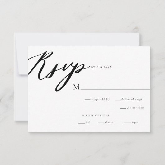 Moderne Elegant Calligraphy Wedding RSVP Kaart (Voorkant)