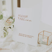 Moderne Elegant Calligraphy White Favors Reclamebord Met Voetstuk