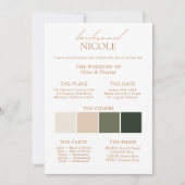 Moderne Elegant Colour Palette Bridesmaid Info Kaa Kaart (Voorkant)