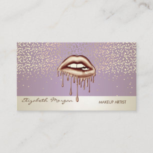 Moderne Elegant,Confetti, Metallic Druppelende Lip Visitekaartje