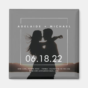 Moderne Elegant Couple Photo Save the Date Magneet