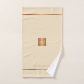 Moderne élégant crème or chic monogrammé rayures (Serviette à main)