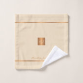 Moderne élégant crème or chic monogrammé rayures (Gant de toilette)