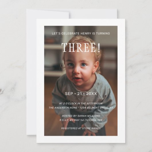 Moderne Elegant Custom Photo Birthday Kaart (Voorkant)