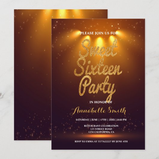 Moderne élégant doux 16 invitation (Devant / Derrière)