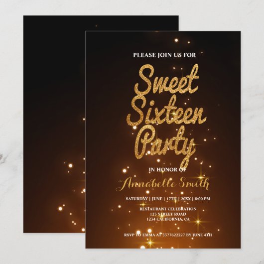 Moderne élégant doux 16 invitation (Devant / Derrière)