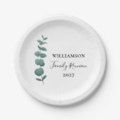 Moderne Elegant Eucalyptus Family Reunion Papieren Bordje (Voorkant)