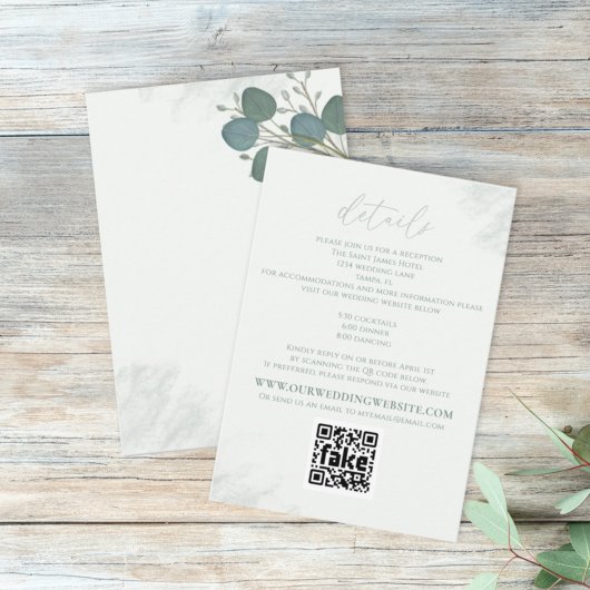 Moderne Elegant Eucalyptus Greenery - QR-code Informatiekaartje