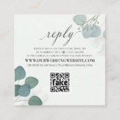 Moderne Elegant Eucalyptus Greenery QR Code RSVP Vierkante Visitekaartje (Voorkant)