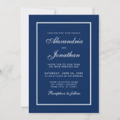 Moderne Elegant Faire-part de mariage Bleue Classi (Devant)