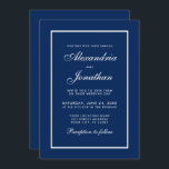 Moderne Elegant Faire-part de mariage Bleue Classi<br><div class="desc">Moderne Elégant,  mais simple Mariage Classic Bleu et Blanc Invitation Card</div>