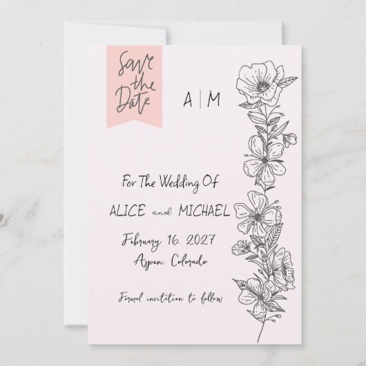 Moderne Élégant Faire-part de mariage de branches (Devant)