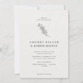 Moderne Élégant Faire-part de mariage Fleur simple (Devant)