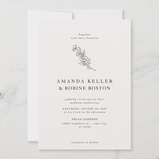 Moderne Élégant Faire-part de mariage Fleur simple (Devant)