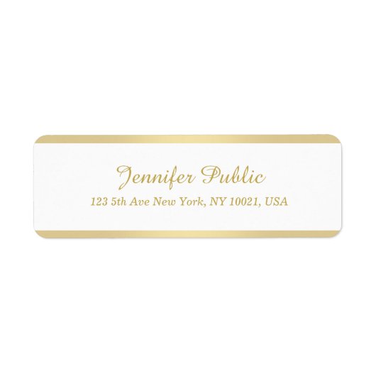 Moderne Elegant Faux Gold Hand Script-Sjabloon Etiket (Voorkant)