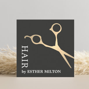 Moderne Elegant Faux Gold Scissor Hair Stylist Vierkante Visitekaartje