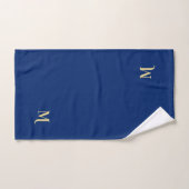 Moderne Elégant Faux Or Monogramme Marine Bleu (Serviette à main)