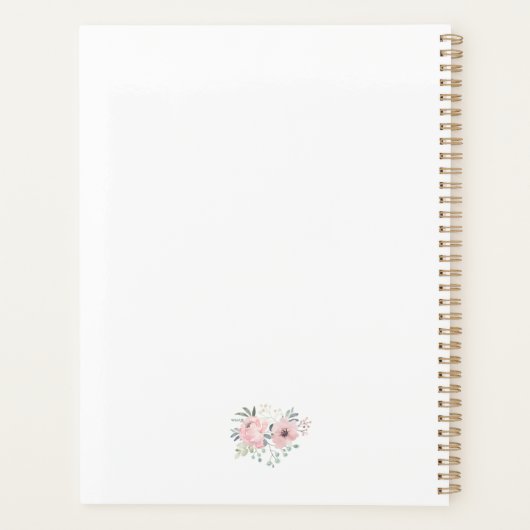 Moderne Elégant Floral Blush Pink Monogram Planner (Dos)