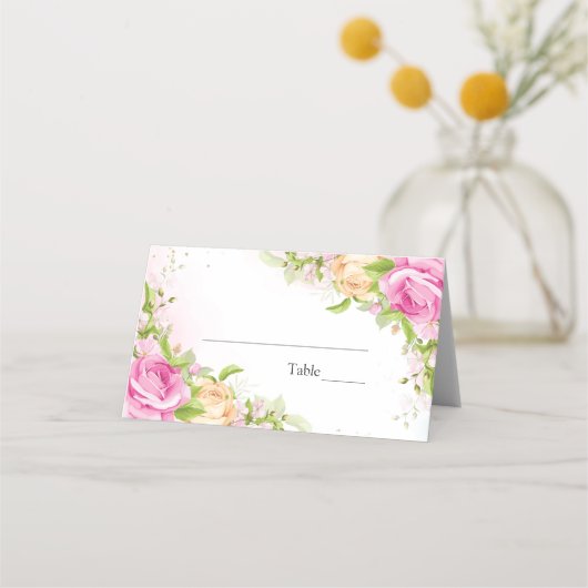 Moderne elegant Floral Chic Wedding Place Card (Achterkant)