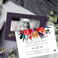 Moderne elegant floral gold PHOTO graduation party