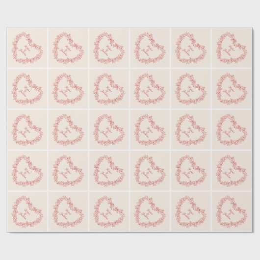 Moderne Elegant Floral Red Heart Valentijnsdag Cadeaupapier (Vlak)