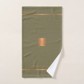 Moderne élégant foune vert chic rayures monogrammé (Serviette à main)