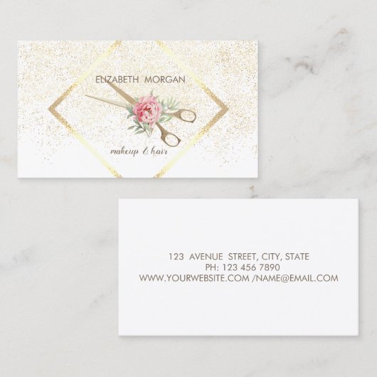 Moderne elegant, geometrisch, Lijst, Confetti, sch Visitekaartje (Voorkant / Achterkant)