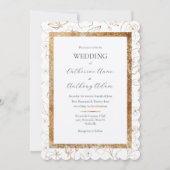 Moderne Elegant Gevoeld Goud Bloemen Bruiloft Kaart (Voorkant)