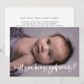 Moderne élégant Godparents proposition carte photo (Devant / Derrière)