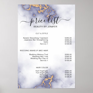 Moderne Elegant Gold Beauty salon prijslijst Poster