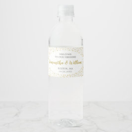 Moderne Elegant Gold Confetti Welkomstwaterlabel Waterfles Etiket