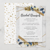 Moderne Elegant Gold Marine Bridal Brunch Menu (Devant / Derrière)