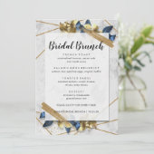 Moderne Elegant Gold Marine Bridal Brunch Menu (Debout devant)