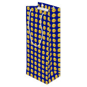 Moderne Elegant Gold-Stippen op blauw Wijn Cadeautas (Achterkant Gekanteld)