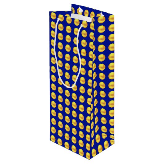 Moderne Elegant Gold-Stippen op blauw Wijn Cadeautas (Achterkant Gekanteld)
