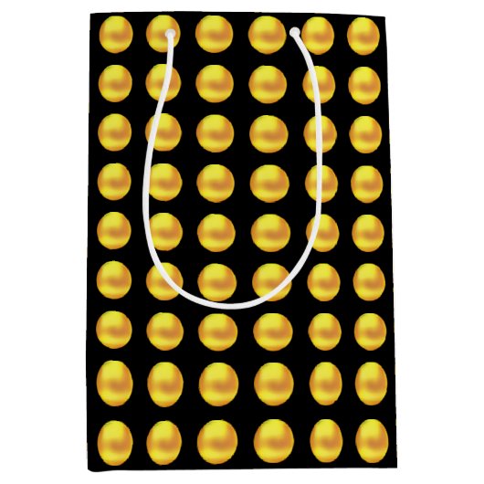 Moderne Elegant Gold-Stippen op zwart Medium Cadeauzakje (Voorkant)