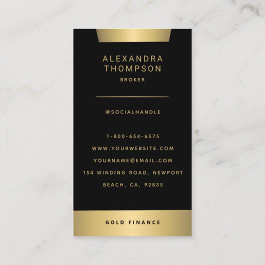 Moderne Elegant Gold Stripe CEO Professional Foto Visitekaartje (Achterkant)