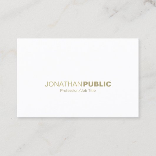 Moderne Elegant Gold White Minimalist Chic Plain Visitekaartje (Voorkant)