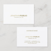 Moderne Elegant Gold White Minimalist Chic Plain Visitekaartje (Voorkant / Achterkant)