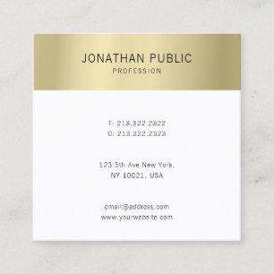 Moderne Elegant Goud Wit Minimalistische Sjabloon Vierkante Visitekaartje