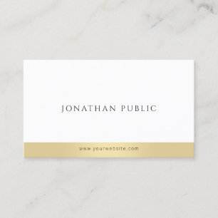 Moderne Elegant Goud Wit Minimalistische Sjabloon Visitekaartje