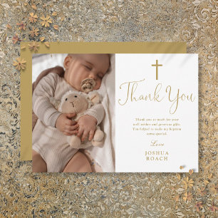 Moderne Elegant Gouden Script Fotodoop Bedankkaart