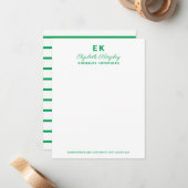 Moderne Elegant Green Custom Name and Business Notitiekaartje (Voorkant / Achterkant in situ)