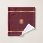 Moderne élégant grenat chic rayures monogrammées (Gant de toilette)