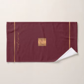 Moderne élégant grenat chic rayures monogrammées (Serviette à main)