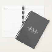 Moderne Élégant Gris Foncé Monogramme & Nom (Devant avec enveloppe)