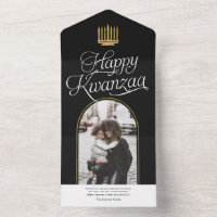 moderne elegant Happy Kwanzaa familiefoto-kaarten