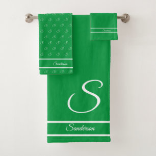 Moderne élégant Kelly Vert et Blanc Monogramme