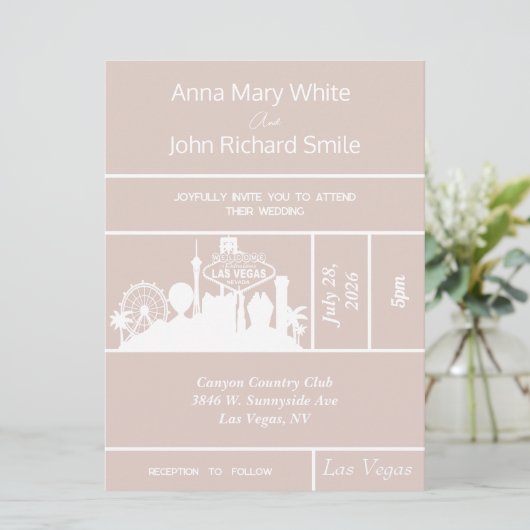 Moderne Elegant Las Vegas City Skyline invitation (Debout devant)